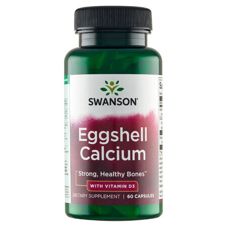 Swanson Eggshell Calcium with Vitamin D3, calcium avec vitamine D3, 60 gélules