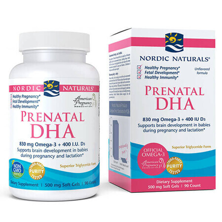 Nordic Naturals Prenatal DHA, Oméga-3 + D3, 90 capsules