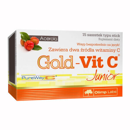 Olimp Gold-Vit C Junior, goût framboise, 15 sachets