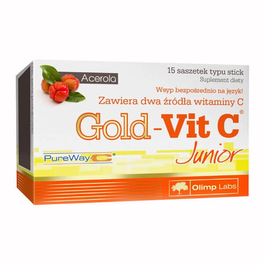 Olimp Gold-Vit C Junior, goût framboise, 15 sachets