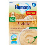 Humana 100% Organic Porridge 5 céréales, sans produits laitiers, sans sucres ajoutés, après 6 mois, 200 g