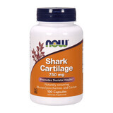 Now Foods Shark cartilage 750 mg, cartilage de requin, 100 gélules