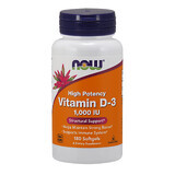 Now Foods Vitamin D-3 1000 IU, vitamine D, 180 gélules