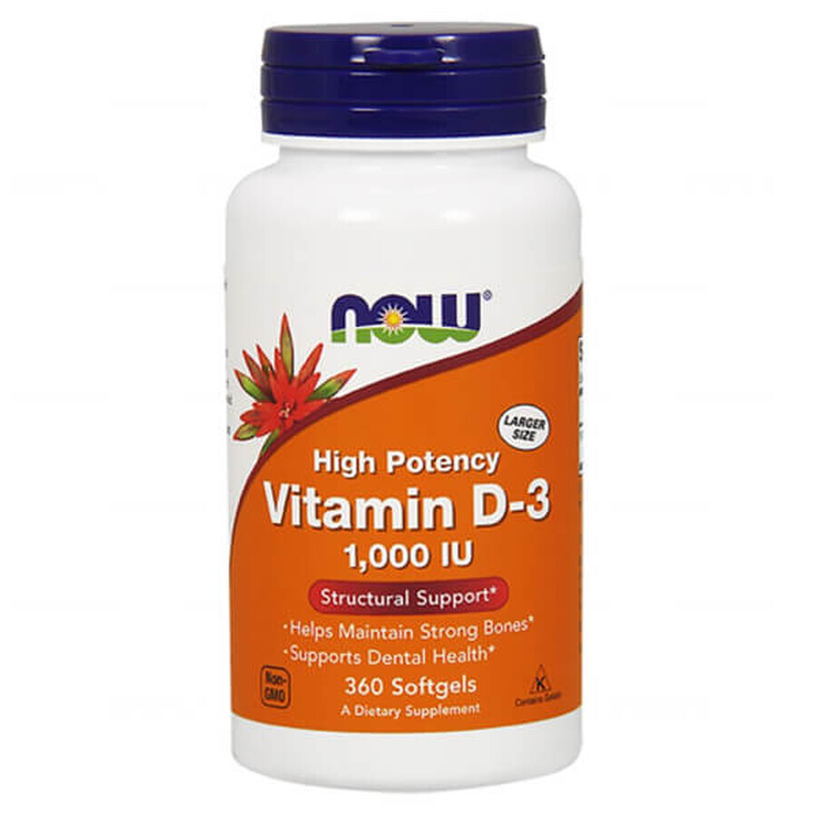 Now Foods, Vitamina D3 1000 UI, 360 capsule