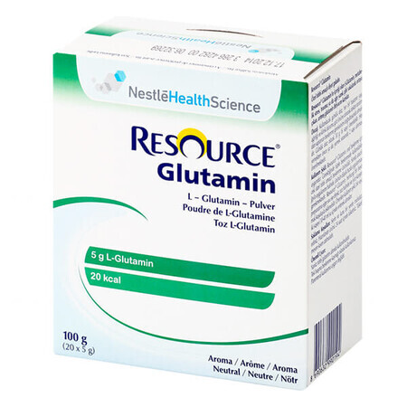 Resource Glutamin, preparado de aminoácidos, sabor neutro, 5 g x 20 sobres