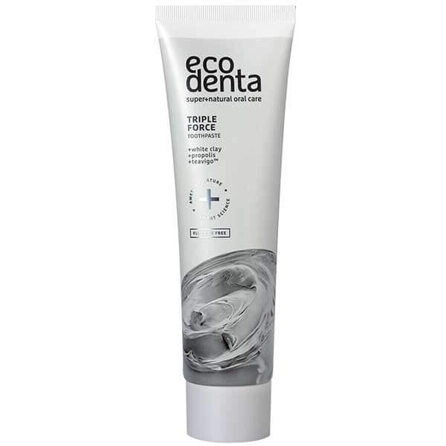 Ecodenta, triple action toothpaste with white clay and propolis, fluoride-free, 100 ml