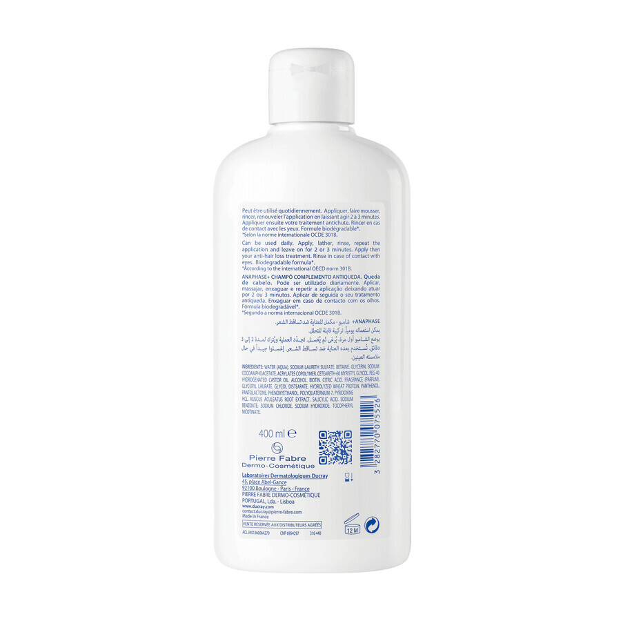 Ducray Anaphase+, shampooing anti-chute, renforce et donne du volume, 400 ml