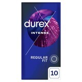 Durex Intense, preservativi con gel stimolante, a coste con bordino, 10 pezzi