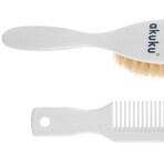 AKUKU, brosse et peigne en poils naturels pour enfants, blanc, A0307