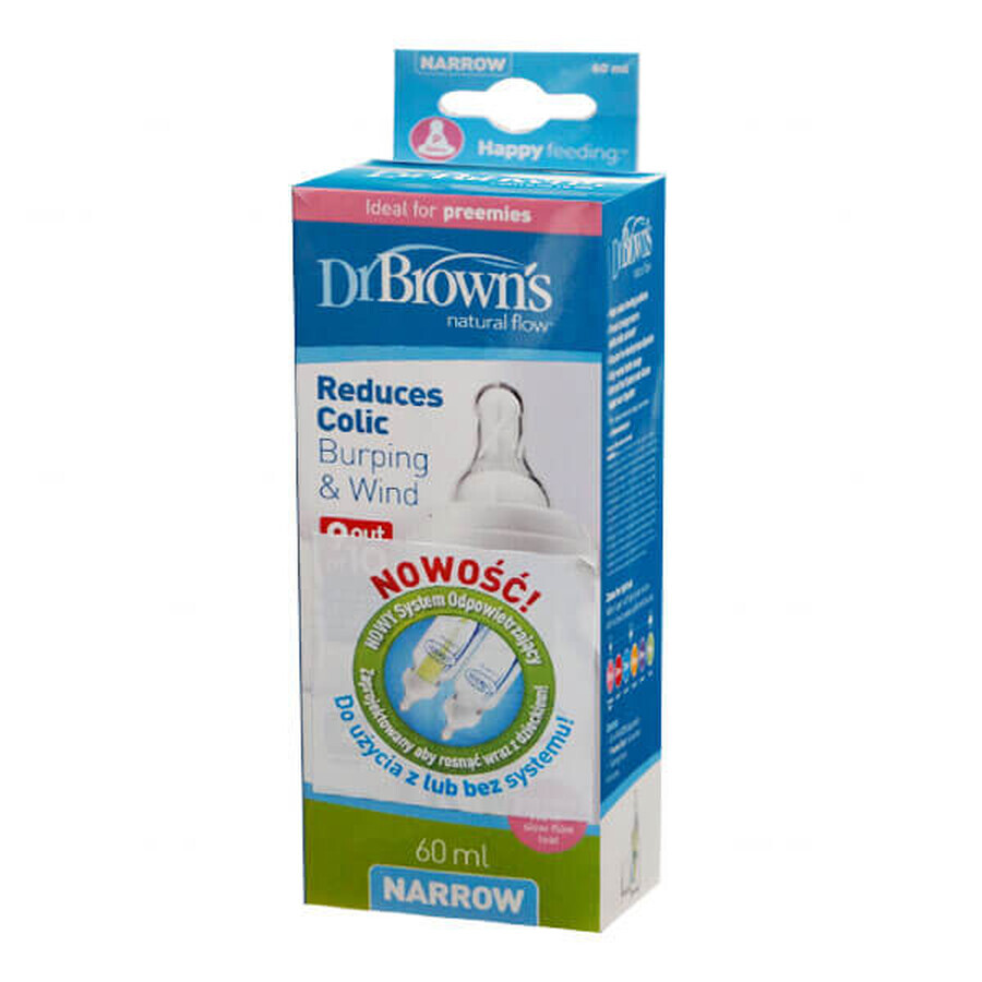 Dr Brown's Options, biberon standard cu tetină, pentru copii prematuri, 60 ml