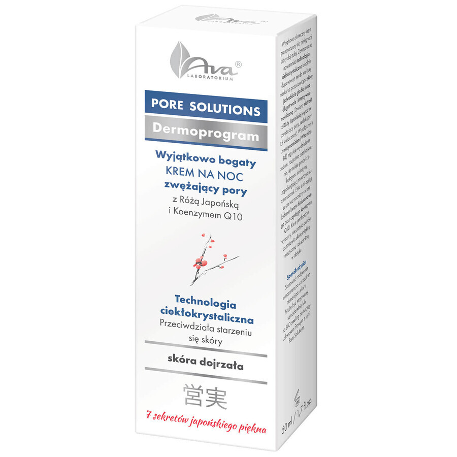 AVA Pore Solutions, crème de nuit riche pour resserrer les pores, 50 ml