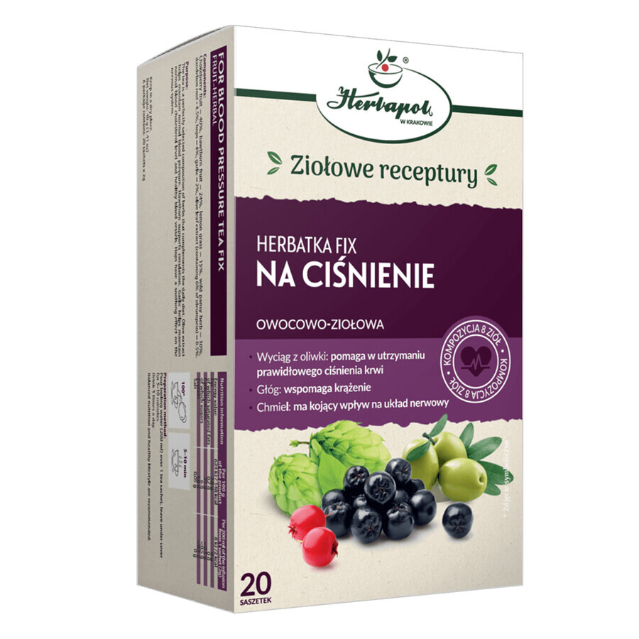 Herbapol Na Ciśnienie, tisane fixe aux fruits et aux herbes, 2 g x 20 sachets