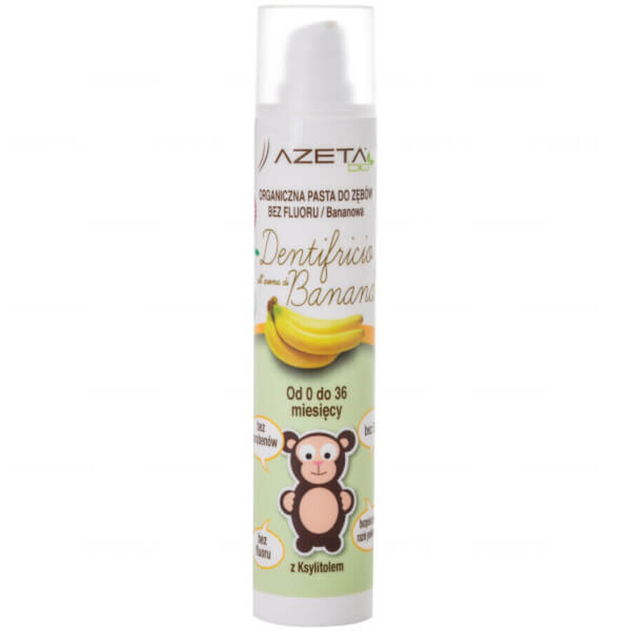 Azeta Bio, dentifrice bio pour enfants, 0-36 mois, sans fluor, banane, 50 ml