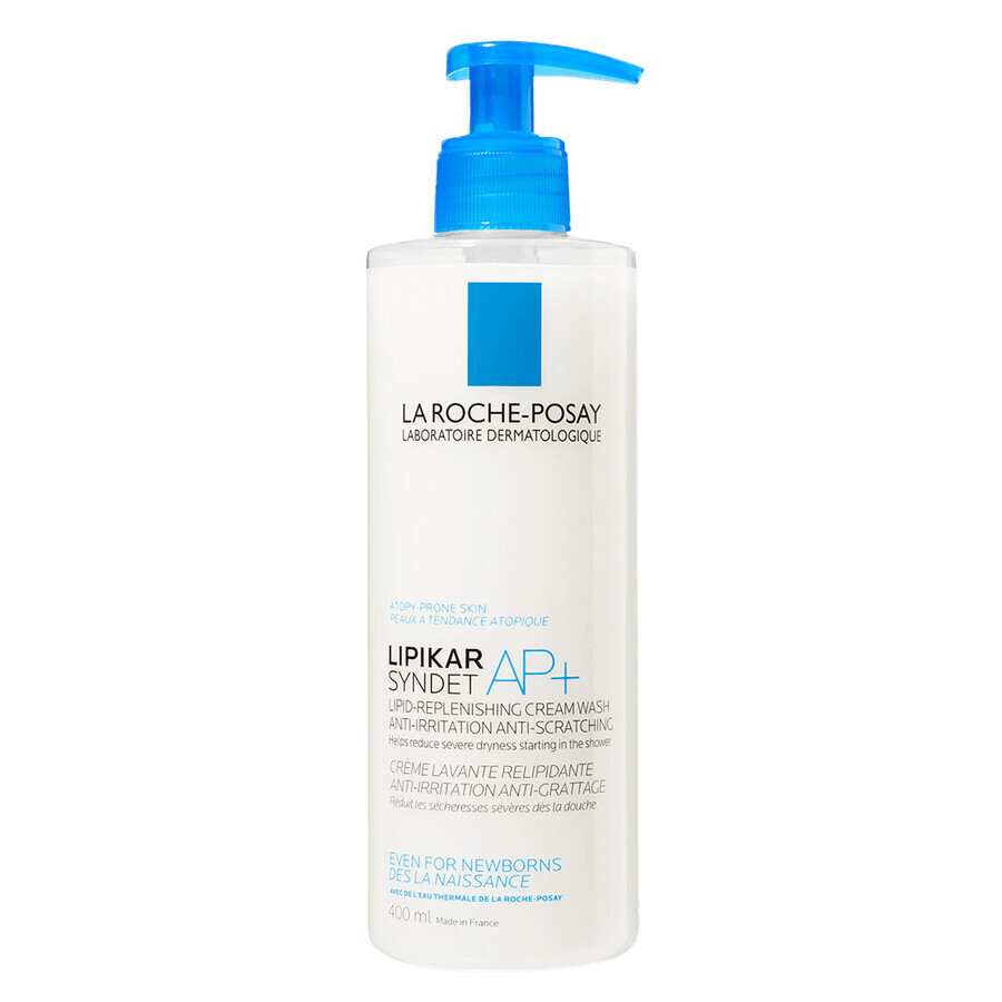 La Roche-Posay Lipikar Syndet AP+, crème corps relipidante, dès la naissance, 400 ml