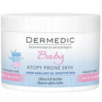 Dermedic Linum Emolient Baby, beurre gras intensif pour le visage et le corps dès le premier jour de vie, peaux sèches, très sèches et atopiques, 225 g