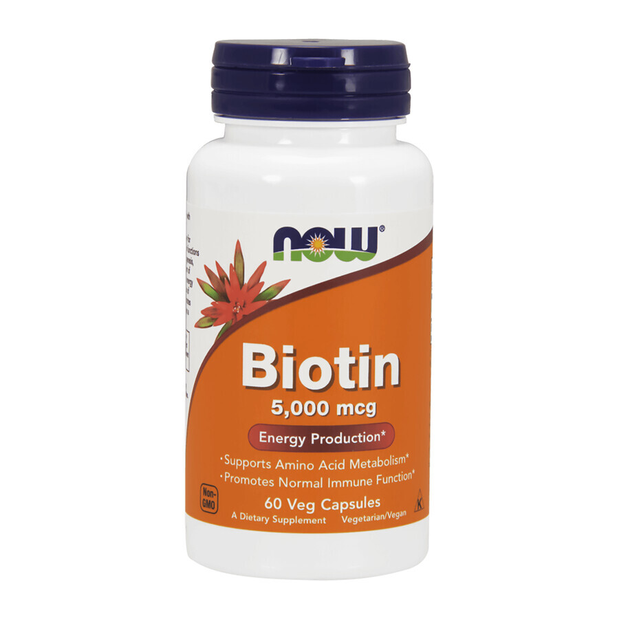 Now Foods Biotin, biotine 5000 µg, 60 gélules végétales