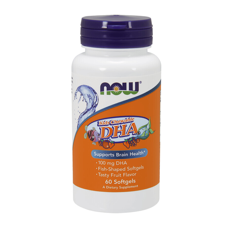 Now Foods Kids DHA masticable, 60 cápsulas de gel para chupar