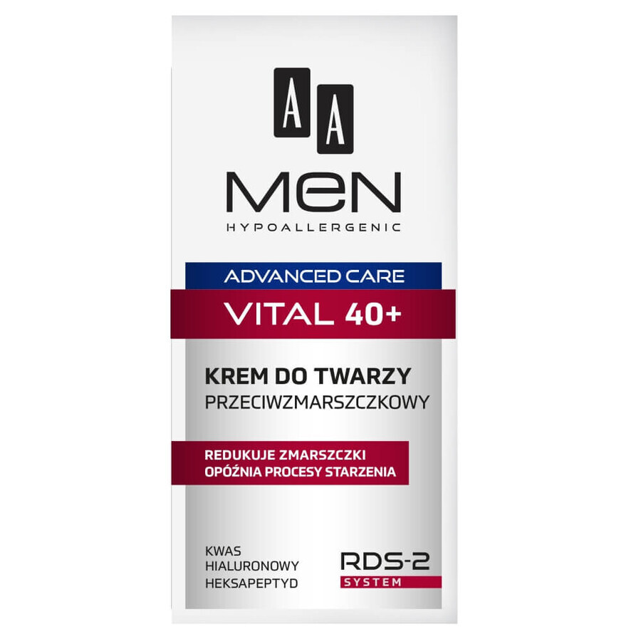 AA Men Advanced Care Vital 40+, crème visage anti-rides, 50 ml