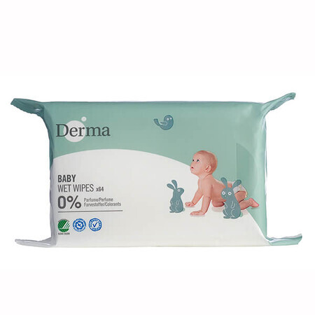 Derma Eco Baby, lingettes humides, 64 pièces