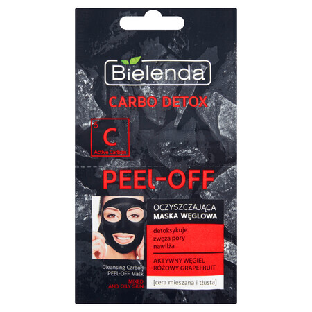 Bielenda Carbo Detox Peel-Off, mascarilla purificante de carbón vegetal, pieles mixtas y grasas, 2 x 6 g