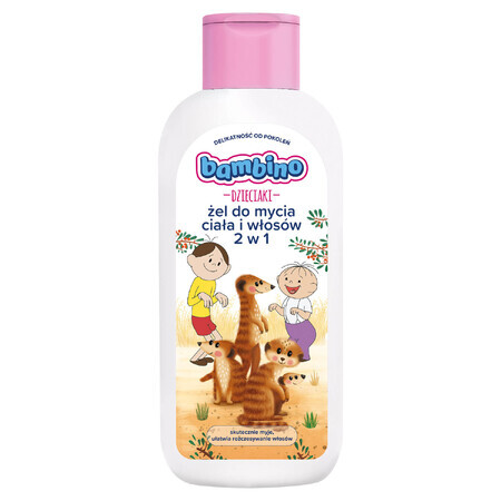 Bambino Kids, gel lavant 2-en-1 pour le corps et les cheveux, Bolek i Lolek i surykatki, dès 1 an, 400 ml