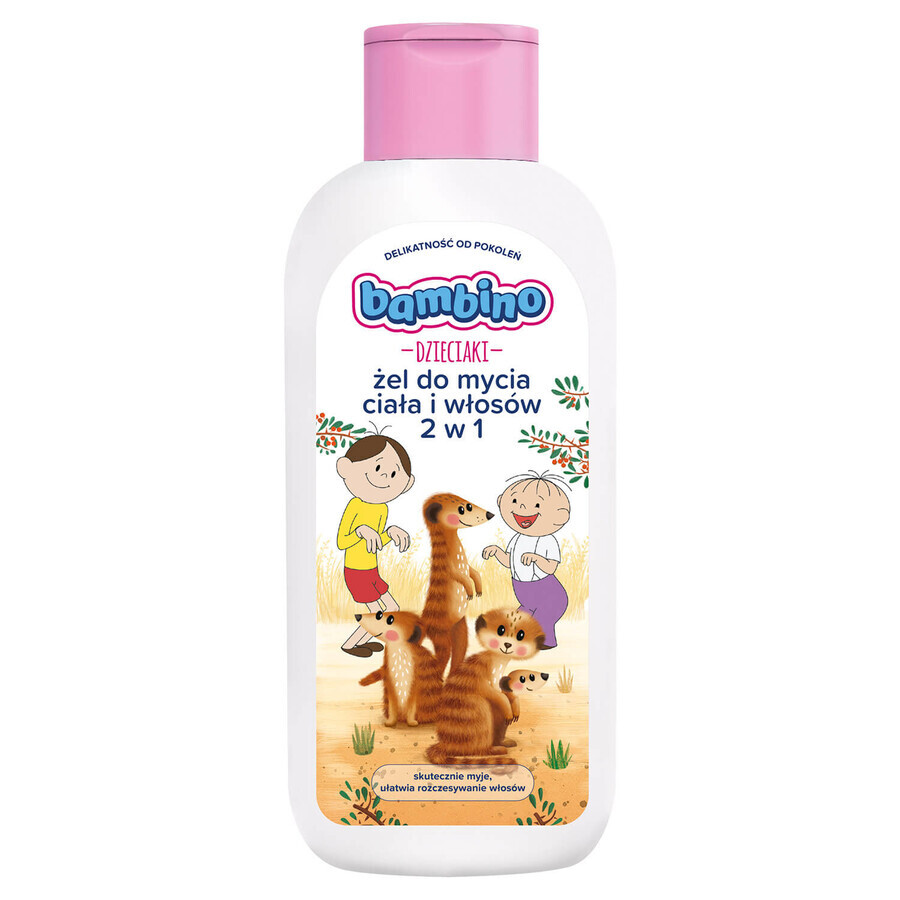 Bambino Kids, gel lavant 2-en-1 pour le corps et les cheveux, Bolek i Lolek i surykatki, dès 1 an, 400 ml