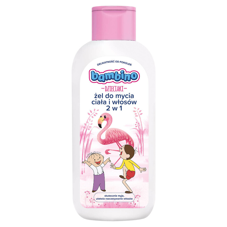 Bambino Kids, 2-in-1 Körper- und Haarwaschgel, Bolek i Lolek i flamingo, ab 1 Jahr, 400 ml