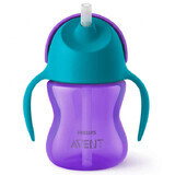 Avent cup with straw and handles, purple, SCF796/02, from 9 months, 200 ml