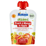 Humana, Mousse bio, pomme-pêche-mangue, après 8 mois, 90 g