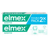 Elmex Sensitive, dentifrice au fluorure d'amines, 2 x 75 ml