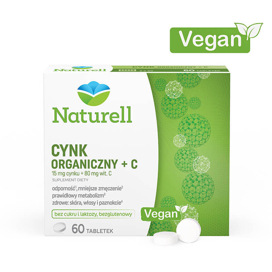 Naturell Organic Zinc + C, 60 comprimés 