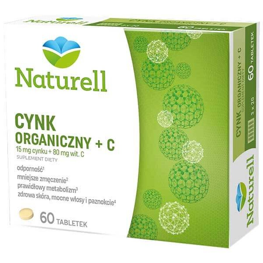 Naturell Organic Zinc + C, 60 comprimés 