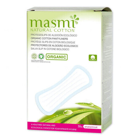 Masmi Natural Cotton, assorbenti igienici in cotone biologico, anatomici, 30 pezzi