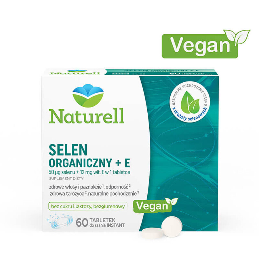 Naturell Organic Selenium + E, 60 chewable tablets