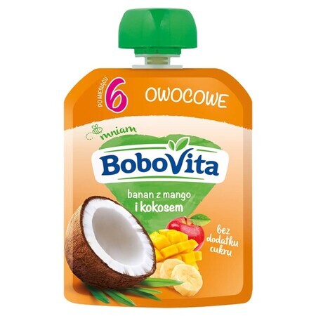 BoboVita Mousse en tube, banane avec mangue et noix de coco, après 6 mois, 80 g