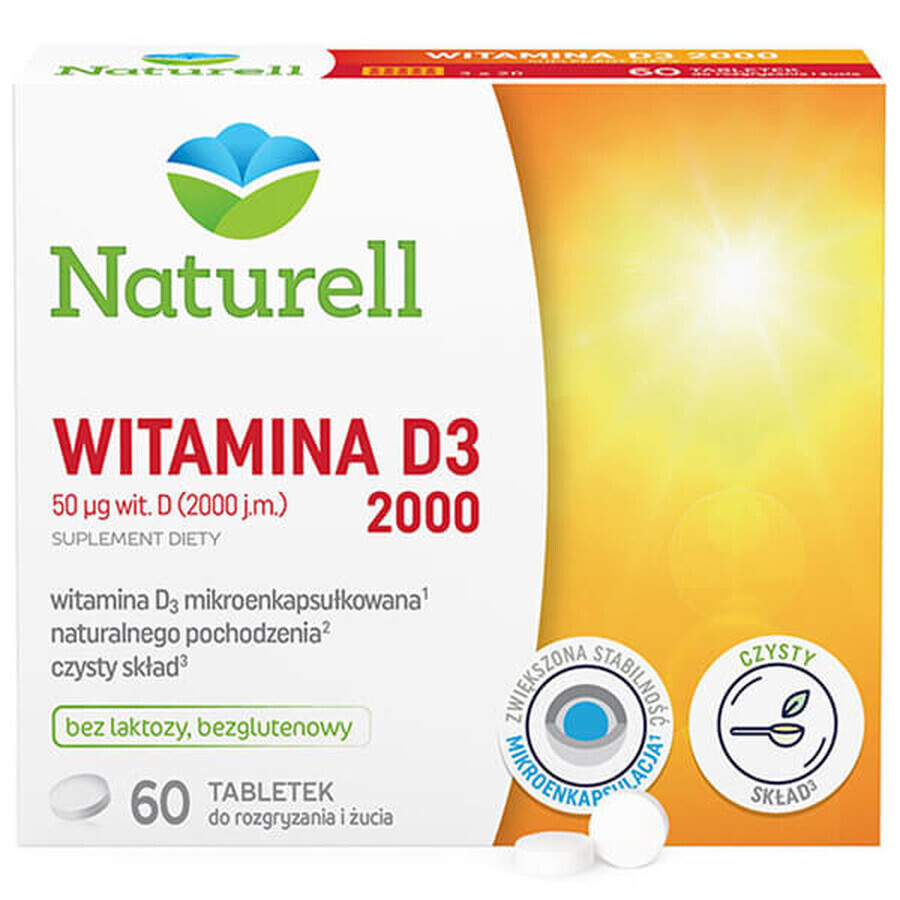 Naturell Vitamina D3 2000, 60 compresse masticabili