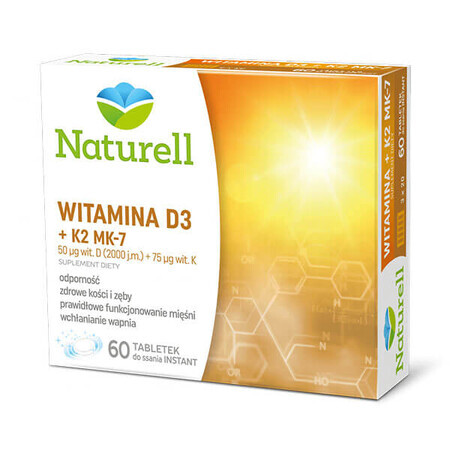 Naturell Vitamine D3 + K2 MK-7, 60 comprimés à croquer