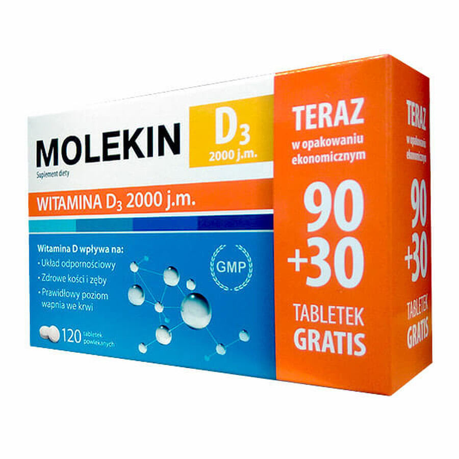 Molekin D3 2000 IU, 90 tablets + 30 free tablets