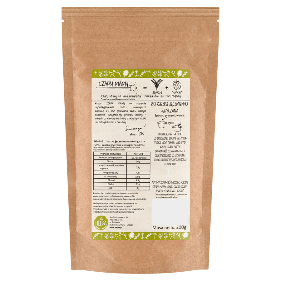 Helpa Mom's Spells Bio Barley and buckwheat porridge, no milk, no added sugar, 200 g