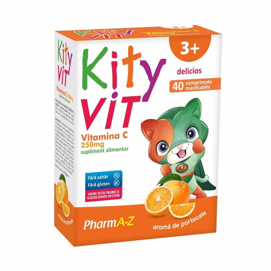 KityVIT Vitamine C, arôme orange, 40 comprimés à croquer, PharmA-Z