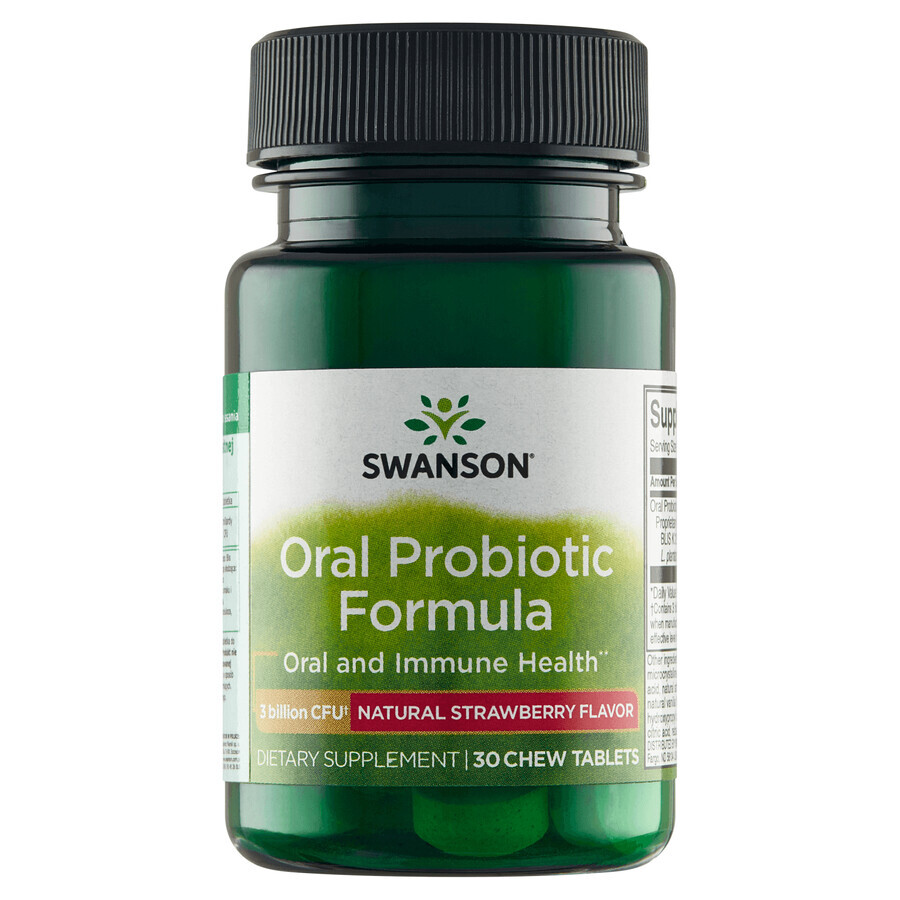 Swanson Oral Probiotic Formula, goût fraise, 30 pastilles