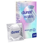 Durex Invisible, preservativos adicionalmente hidratados, súper finos, 10 unidades