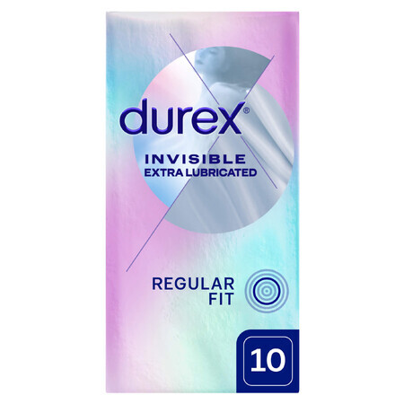 Durex Invisible, preservativos adicionalmente hidratados, súper finos, 10 unidades