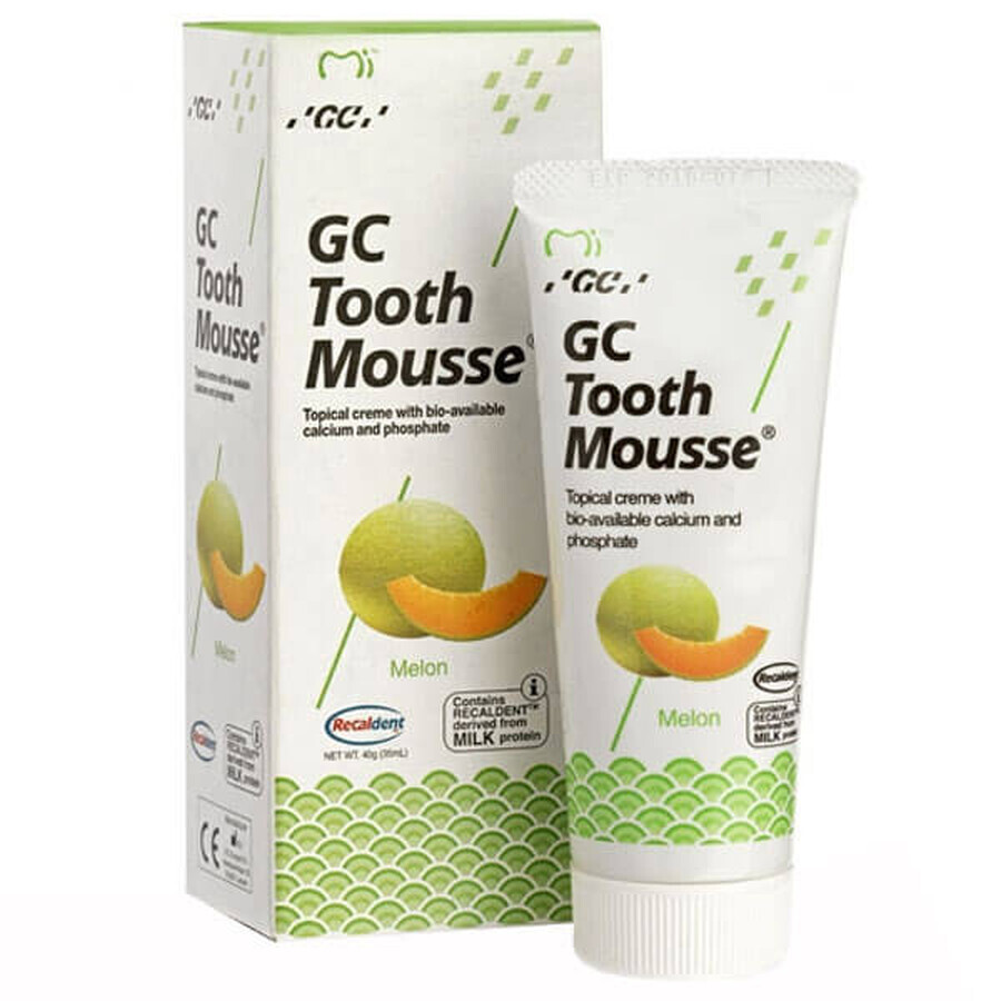 GC Tooth Mousse, pâte topique, arôme melon, sans fluor, 35 ml