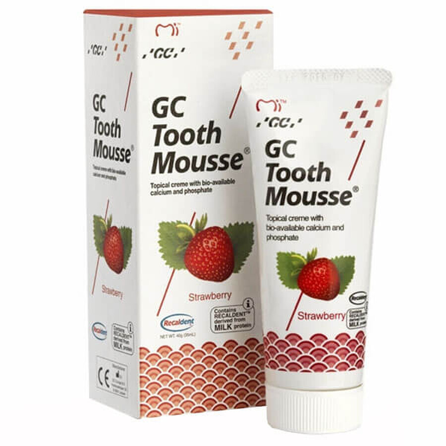 GC Tooth Mousse, pâte topique, arôme fraise, sans fluor, 35 ml