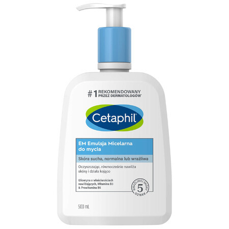 Cetaphil EM, Emulsion micellaire pour peaux sensibles, pour toute la famille, 500 ml