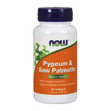 Now Foods Pygeum &amp; Saw Palmetto, prune africaine et palmier sabal, 60 gélules