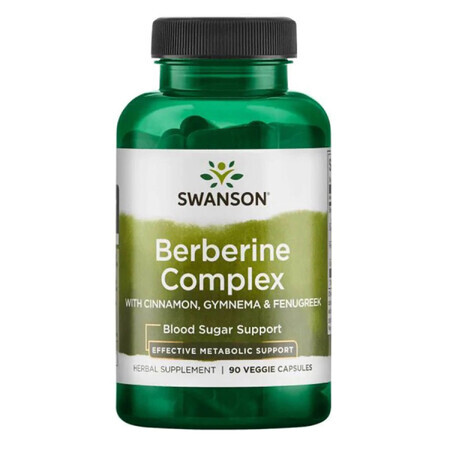 Swanson Berberine Complex avec Cannelle, Gymnema et Fenugrec, 90 gélules végétales