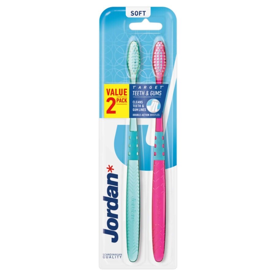 Jordan Target Teeth &amp; Gums, brosse à dents, souple, 2 pièces