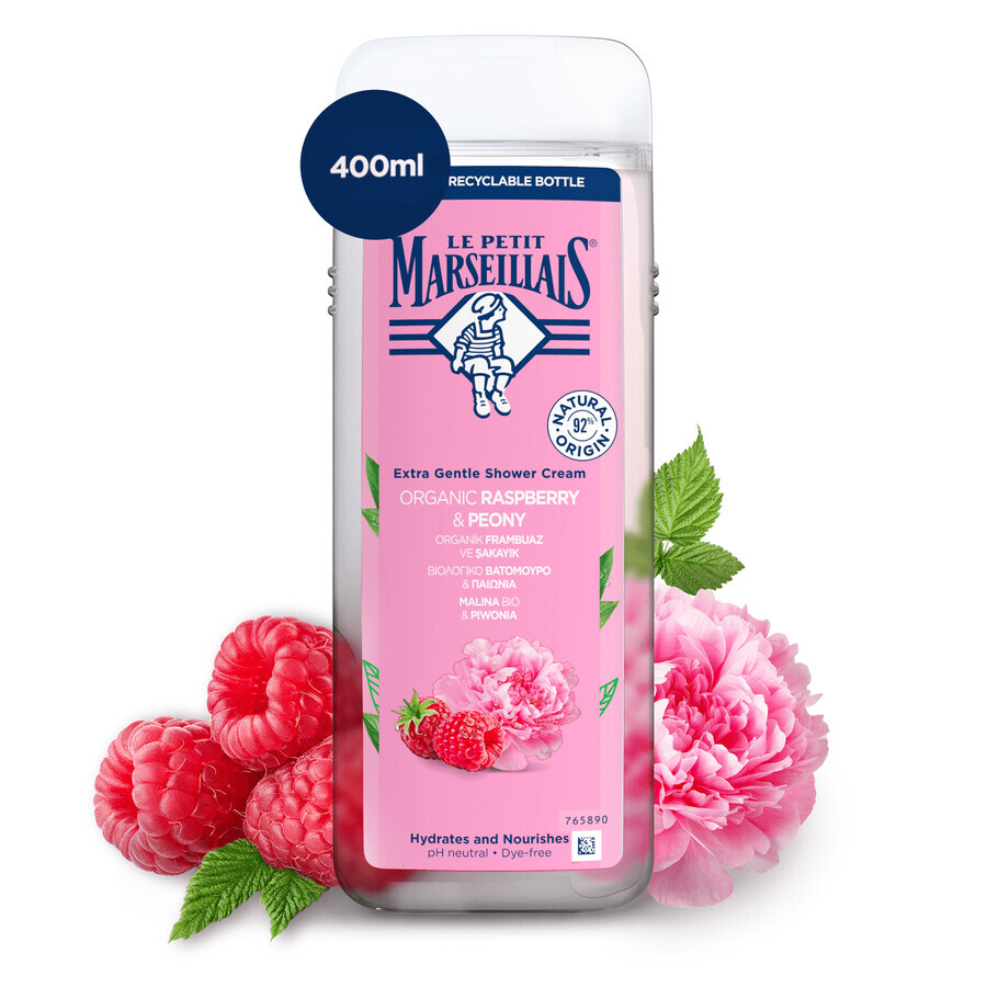 Le Petit Marseillais, shower gel, raspberry and peony, 400 ml